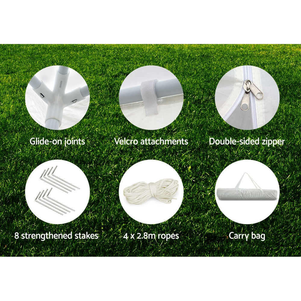 Instahut Gazebo 3x3 Outdoor Marquee Gazebos Wedding Party Camping Tent 4 Wall Panels-Home &amp; Garden &gt; Shading-PEROZ Accessories