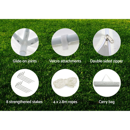 Instahut Gazebo 3x3 Outdoor Marquee Gazebos Wedding Party Camping Tent 4 Wall Panels-Home &amp; Garden &gt; Shading-PEROZ Accessories