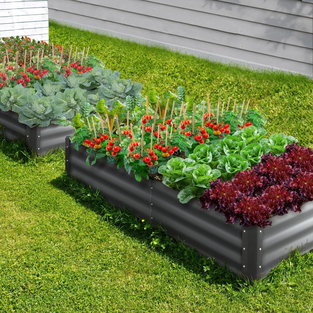 Livsip Garden Bed Raised Instant Planter x 2 Galvanised Steel 150 x 90 x 30CM