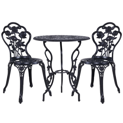 Gardeon 3PC Outdoor Setting Cast Aluminium Bistro Table Chair Patio Black-Furniture &gt; Outdoor-PEROZ Accessories