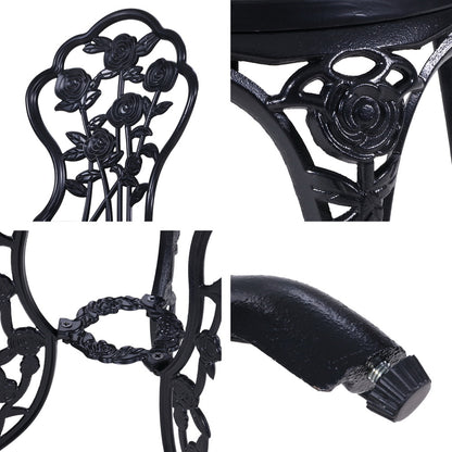 Gardeon 3PC Outdoor Setting Cast Aluminium Bistro Table Chair Patio Black-Furniture &gt; Outdoor-PEROZ Accessories