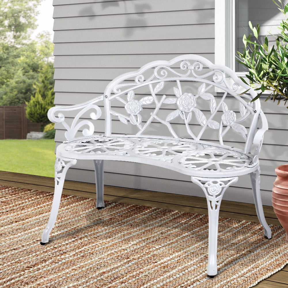 Gardeon Victorian Garden Bench White-Benches-PEROZ Accessories