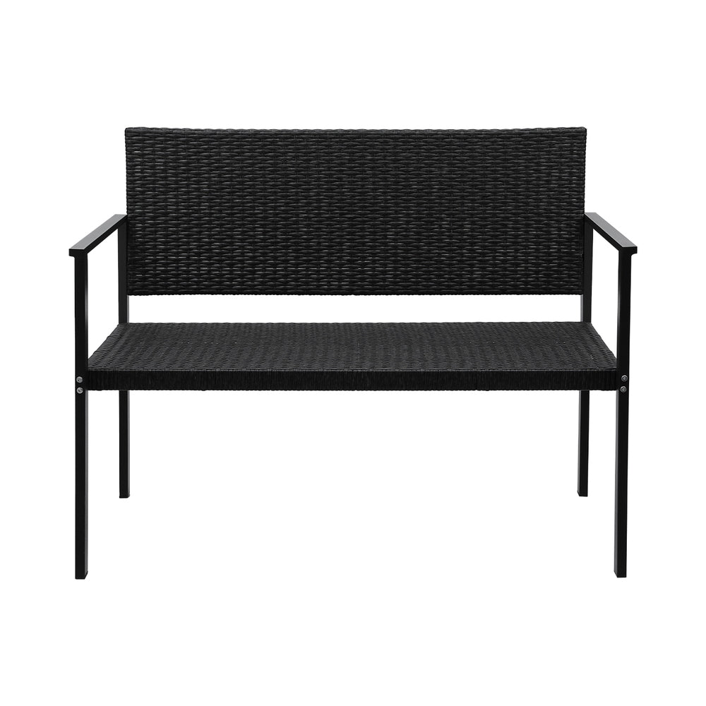 Gardeon Outdoor Garden Bench Seat Rattan Chair Steel Patio Furniture Park Black-Furniture &gt; Outdoor-PEROZ Accessories