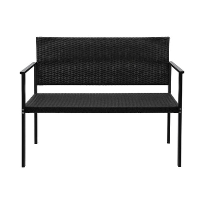 Gardeon Outdoor Garden Bench Seat Rattan Chair Steel Patio Furniture Park Black-Furniture &gt; Outdoor-PEROZ Accessories