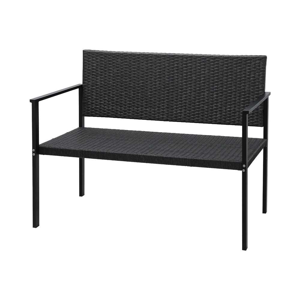 Gardeon Outdoor Garden Bench Seat Rattan Chair Steel Patio Furniture Park Grey-Furniture &gt; Outdoor-PEROZ Accessories