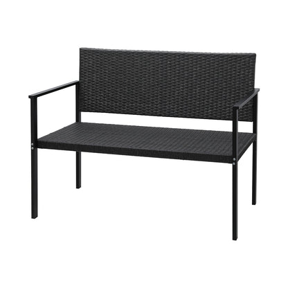 Gardeon Outdoor Garden Bench Seat Rattan Chair Steel Patio Furniture Park Grey-Furniture &gt; Outdoor-PEROZ Accessories