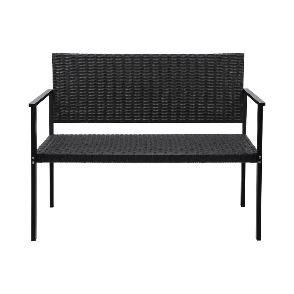 Gardeon Outdoor Garden Bench Seat Rattan Chair Steel Patio Furniture Park Grey-Furniture &gt; Outdoor-PEROZ Accessories