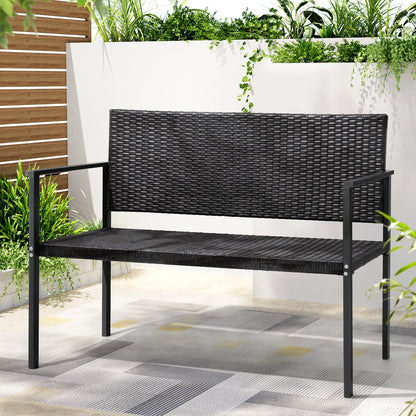 Gardeon Outdoor Garden Bench Seat Rattan Chair Steel Patio Furniture Park Grey-Furniture &gt; Outdoor-PEROZ Accessories