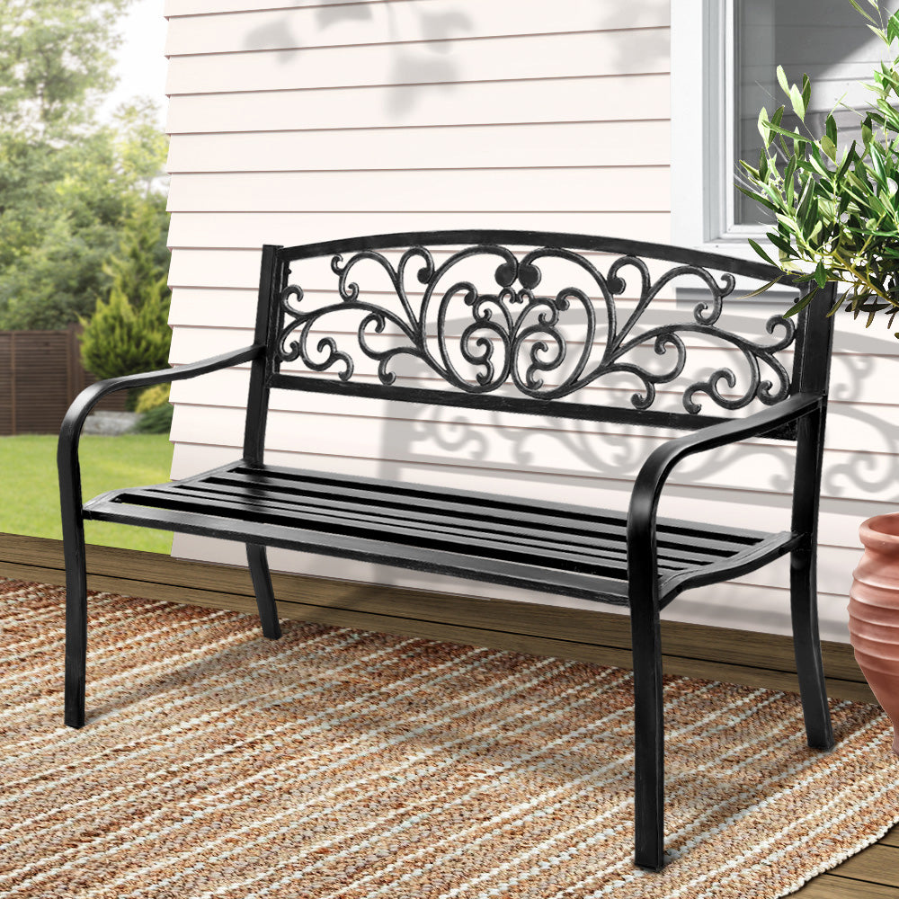 Gardeon Outdoor Garden Bench - Black-Furniture &gt; Outdoor-PEROZ Accessories