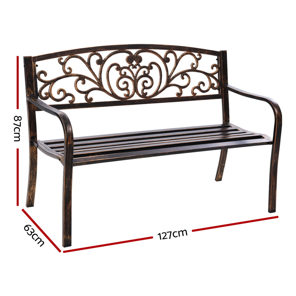 Gardeon Cast Iron Garden Bench - Bronze-Furniture &gt; Outdoor-PEROZ Accessories