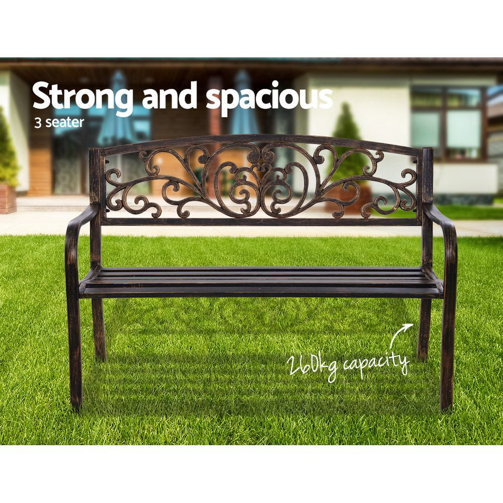 Gardeon Cast Iron Garden Bench - Bronze-Furniture &gt; Outdoor-PEROZ Accessories