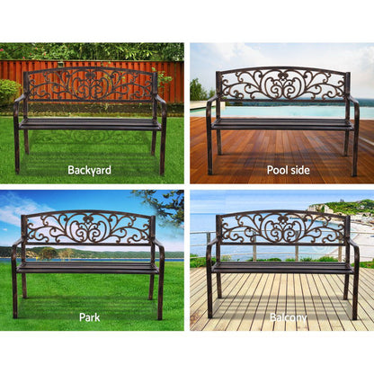 Gardeon Cast Iron Garden Bench - Bronze-Furniture &gt; Outdoor-PEROZ Accessories