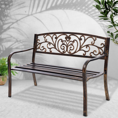 Gardeon Cast Iron Garden Bench - Bronze-Furniture &gt; Outdoor-PEROZ Accessories