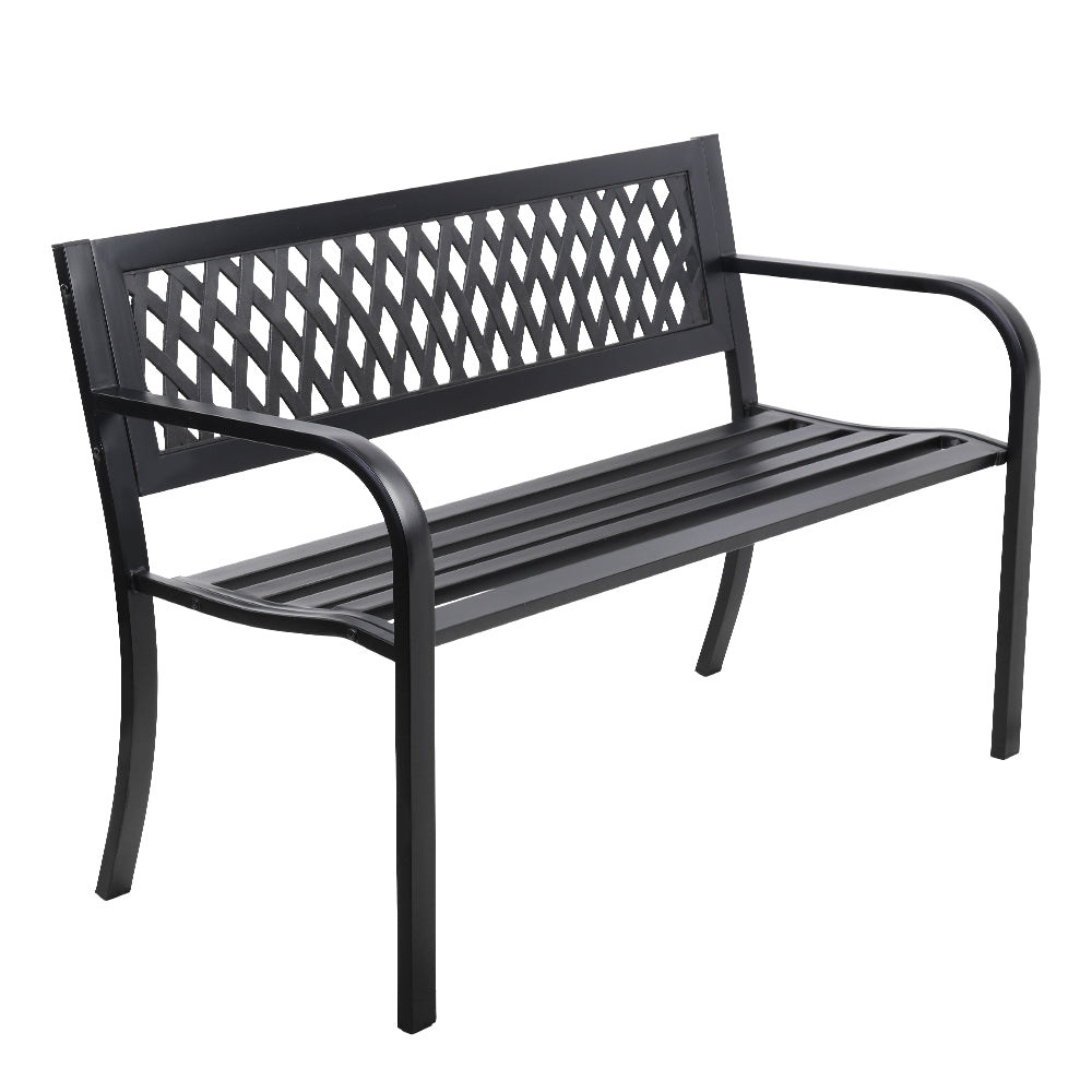 Gardeon Steel Modern Garden Bench - Black-Furniture &gt; Outdoor-PEROZ Accessories
