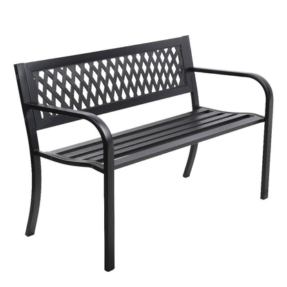 Gardeon Steel Modern Garden Bench - Black-Furniture &gt; Outdoor-PEROZ Accessories