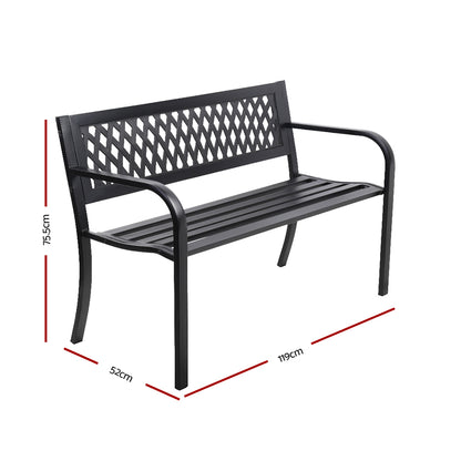 Gardeon Steel Modern Garden Bench - Black-Furniture &gt; Outdoor-PEROZ Accessories