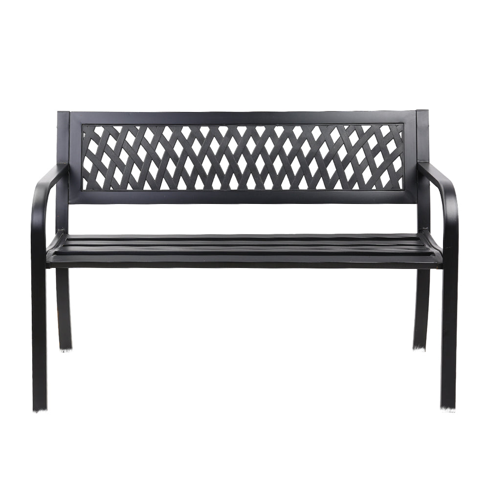 Gardeon Steel Modern Garden Bench - Black-Furniture &gt; Outdoor-PEROZ Accessories