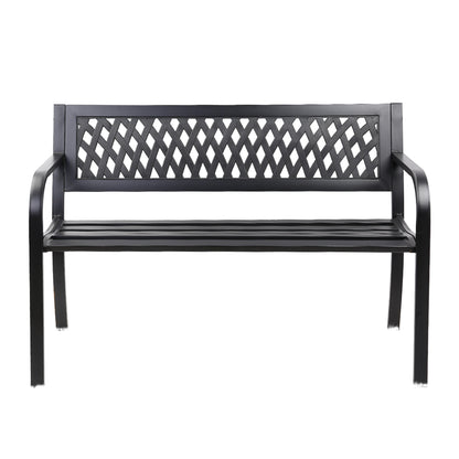 Gardeon Steel Modern Garden Bench - Black-Furniture &gt; Outdoor-PEROZ Accessories