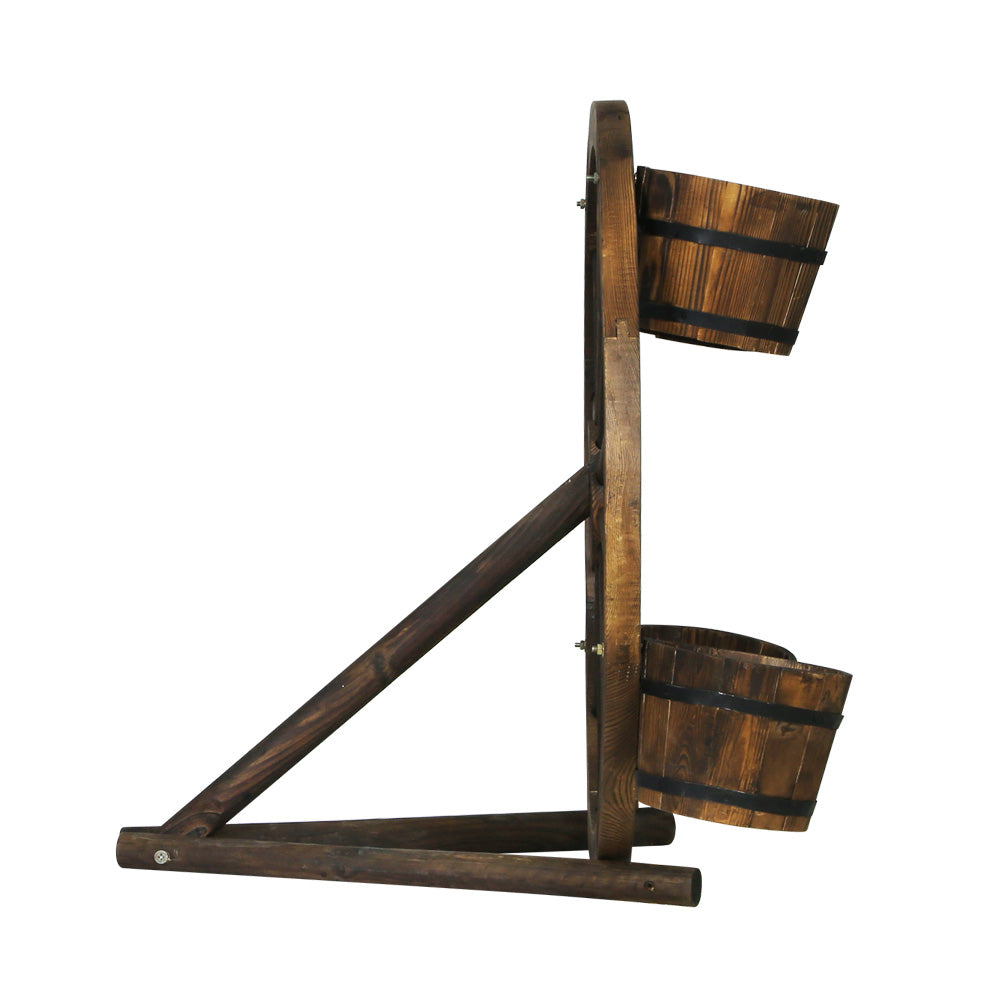 Gardeon Garden Ornaments Decor Wooden Wagon Wheel Rustic Outdoor Planter flower-Furniture &gt; Outdoor-PEROZ Accessories