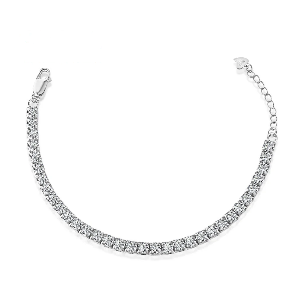 Anyco Bracelet Cubic Zircon Iced Out Bling Full Stones 925S Sterling Silver Women CZ Tennis Gold Bracelets-Bracelets-PEROZ Accessories