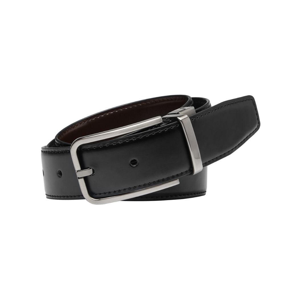GIO. Black/Brown. Men’s Reversible Leather Belt. 35mm width.-Reversible Belts-PEROZ Accessories
