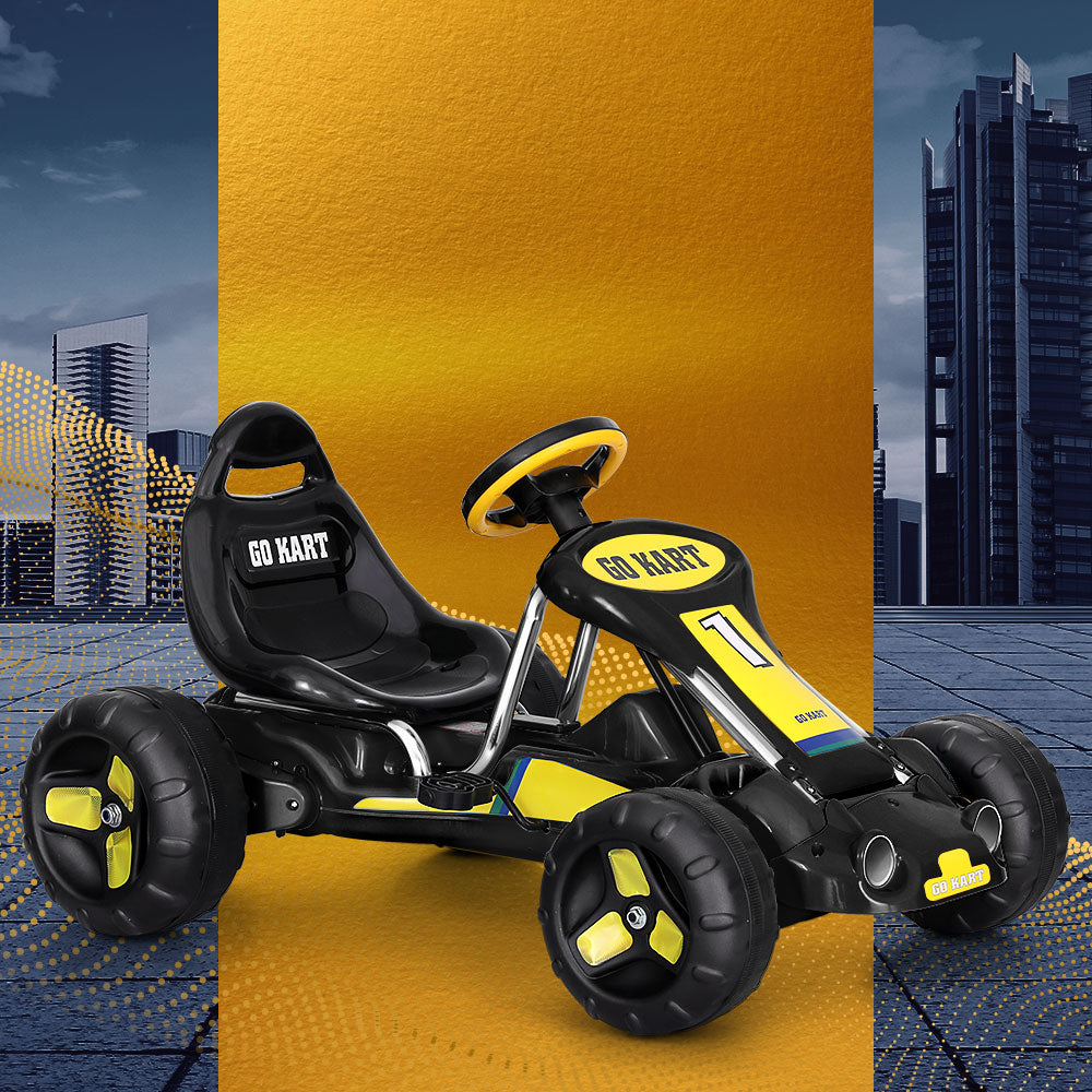 Rigo Kids Pedal Go Kart Ride On Toys Racing Car Plastic Tyre Black-Baby &amp; Kids &gt; Ride on Cars, Go-karts &amp; Bikes-PEROZ Accessories