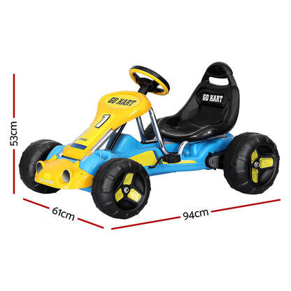 Rigo Kids Pedal Go Kart Ride On Toys Racing Car Plastic Tyre Blue-Baby &amp; Kids &gt; Ride on Cars, Go-karts &amp; Bikes-PEROZ Accessories