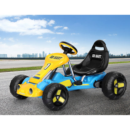 Rigo Kids Pedal Go Kart Ride On Toys Racing Car Plastic Tyre Blue-Baby &amp; Kids &gt; Ride on Cars, Go-karts &amp; Bikes-PEROZ Accessories
