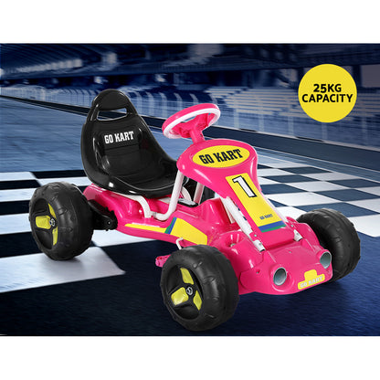 Rigo Kids Pedal Go Kart Ride On Toys Racing Car Plastic Tyre Pink-Baby &amp; Kids &gt; Ride on Cars, Go-karts &amp; Bikes-PEROZ Accessories