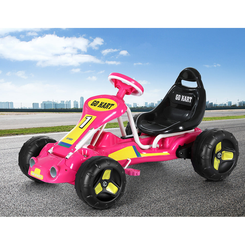 Rigo Kids Pedal Go Kart Ride On Toys Racing Car Plastic Tyre Pink-Baby &amp; Kids &gt; Ride on Cars, Go-karts &amp; Bikes-PEROZ Accessories
