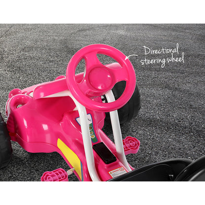 Rigo Kids Pedal Go Kart Ride On Toys Racing Car Plastic Tyre Pink-Baby &amp; Kids &gt; Ride on Cars, Go-karts &amp; Bikes-PEROZ Accessories