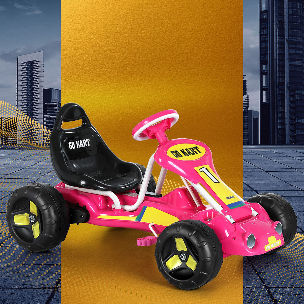 Rigo Kids Pedal Go Kart Ride On Toys Racing Car Plastic Tyre Pink-Baby &amp; Kids &gt; Ride on Cars, Go-karts &amp; Bikes-PEROZ Accessories