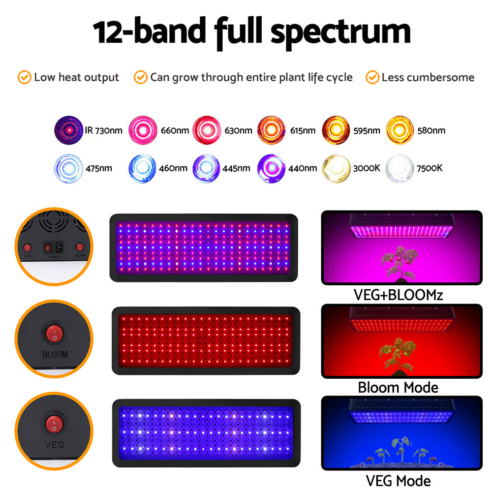 Greenfingers Set of 2 LED Grow Light Kit Hydroponic System 2000W Full Spectrum Indoor-Home &amp; Garden &gt; Green Houses-PEROZ Accessories
