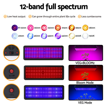Greenfingers Set of 2 LED Grow Light Kit Hydroponic System 2000W Full Spectrum Indoor-Home &amp; Garden &gt; Green Houses-PEROZ Accessories