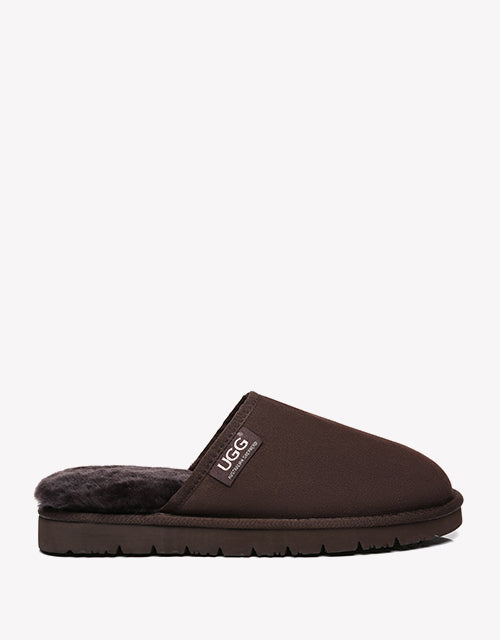 Australian Shepherd UGG Men Scuffs Slippers Sheepskin-Slippers-PEROZ Accessories