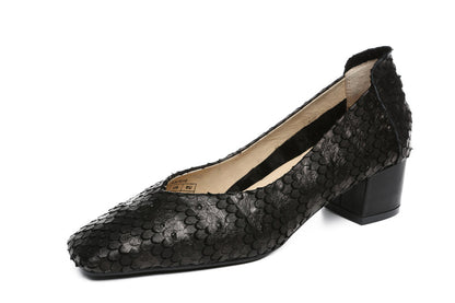 Australian Shepherd Leather Low Block Heel Women Sonja-Heels-PEROZ Accessories