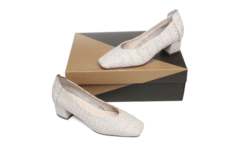 Australian Shepherd Leather Low Block Heel Women Sonja-Heels-PEROZ Accessories
