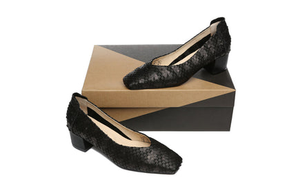 Australian Shepherd Leather Low Block Heel Women Sonja-Heels-PEROZ Accessories