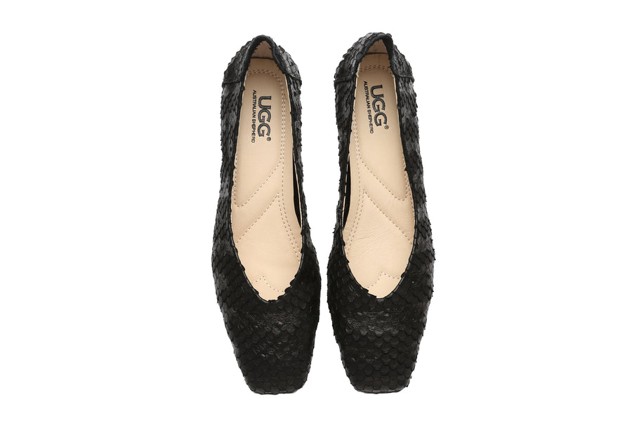 Australian Shepherd Leather Low Block Heel Women Sonja-Heels-PEROZ Accessories