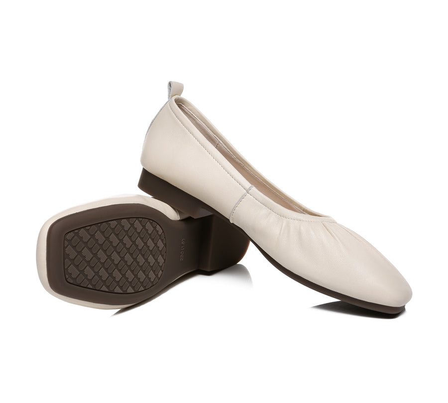 TARRAMARRA Square Toe Leather Ballet Flats Women Devora-Flats-PEROZ Accessories