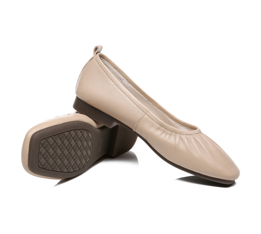 TARRAMARRA Square Toe Leather Ballet Flats Women Devora-Flats-PEROZ Accessories