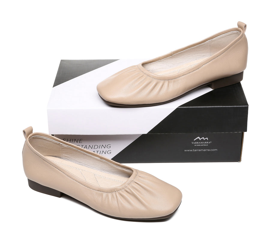 TARRAMARRA Square Toe Leather Ballet Flats Women Devora-Flats-PEROZ Accessories