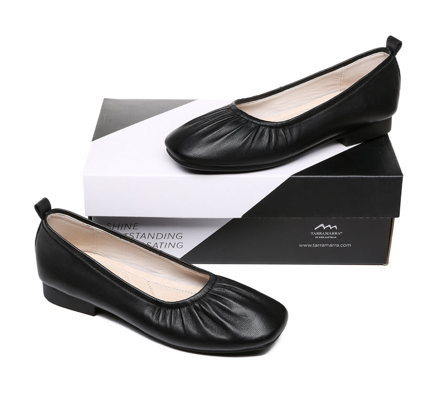 TARRAMARRA Square Toe Leather Ballet Flats Women Devora-Flats-PEROZ Accessories