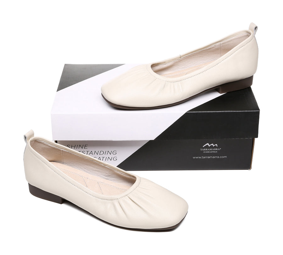 TARRAMARRA Square Toe Leather Ballet Flats Women Devora-Flats-PEROZ Accessories