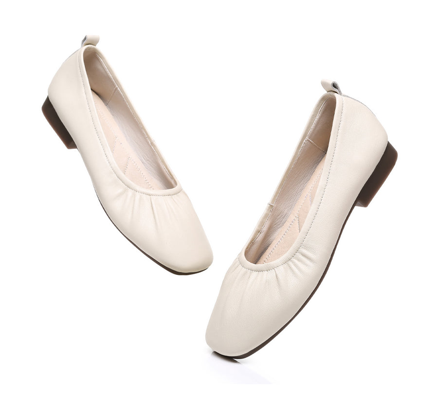 TARRAMARRA Square Toe Leather Ballet Flats Women Devora-Flats-PEROZ Accessories