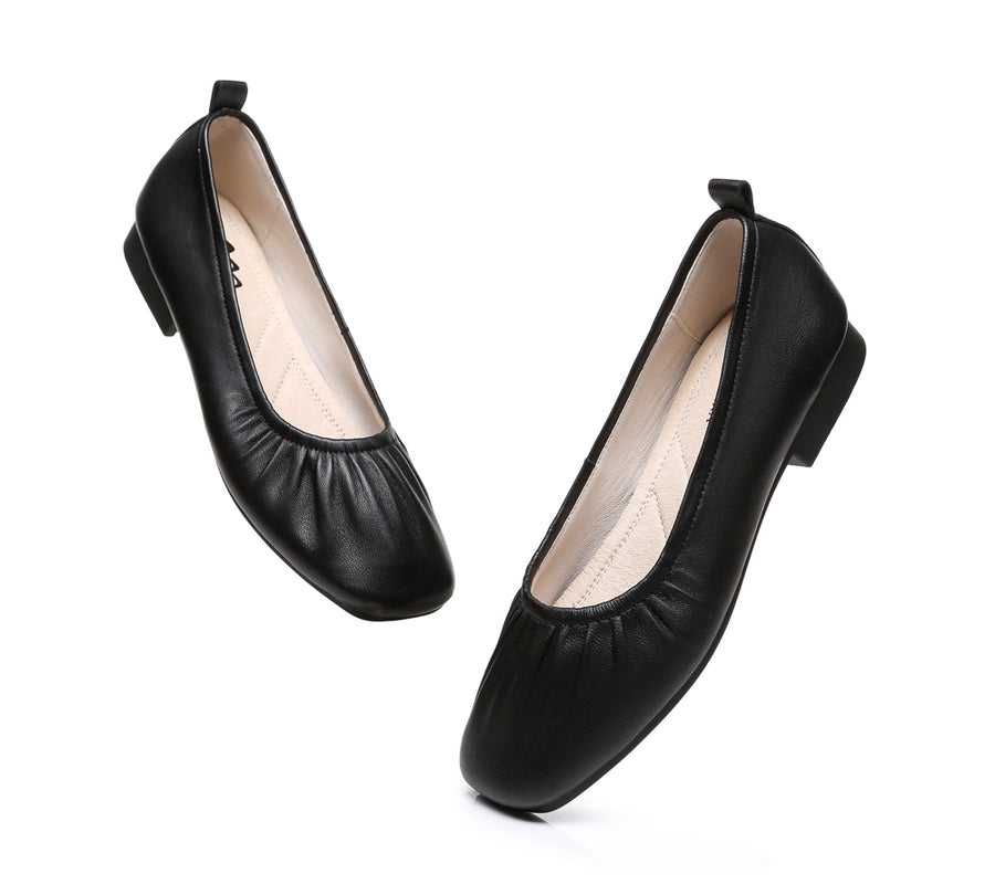 TARRAMARRA Square Toe Leather Ballet Flats Women Devora-Flats-PEROZ Accessories