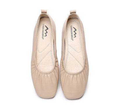 TARRAMARRA Square Toe Leather Ballet Flats Women Devora-Flats-PEROZ Accessories