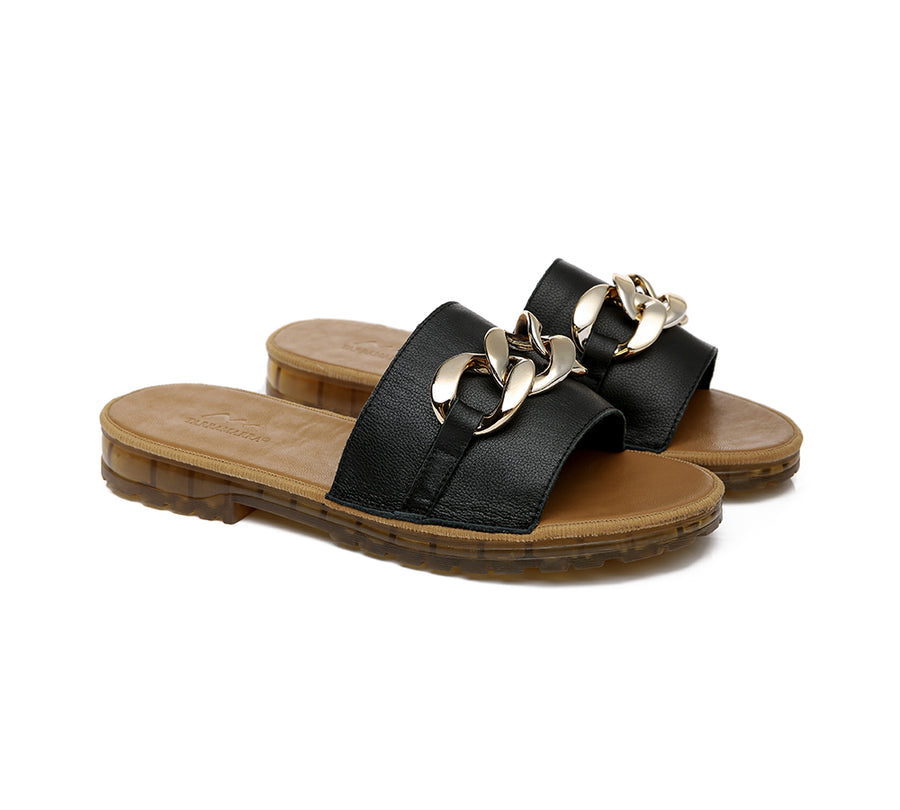 TARRAMARRA Leather Flat Slides Women Jianna Ultra Soft Footbed-Slides-PEROZ Accessories