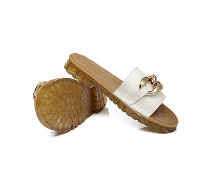 TARRAMARRA Leather Flat Slides Women Jianna Ultra Soft Footbed-Slides-PEROZ Accessories