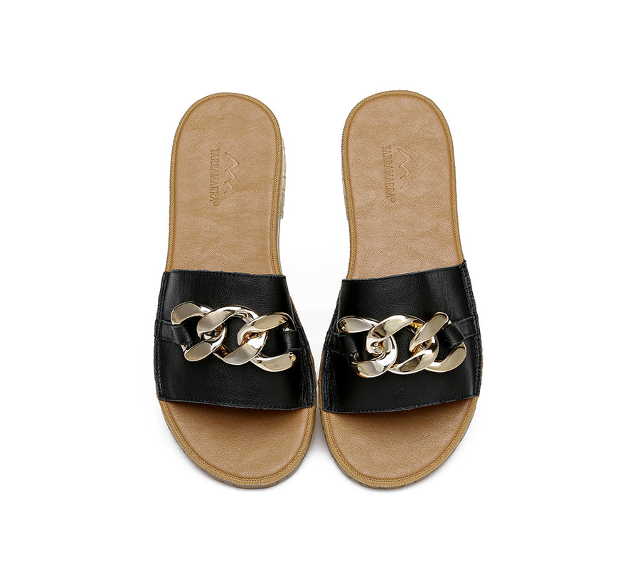 TARRAMARRA Leather Flat Slides Women Jianna Ultra Soft Footbed-Slides-PEROZ Accessories